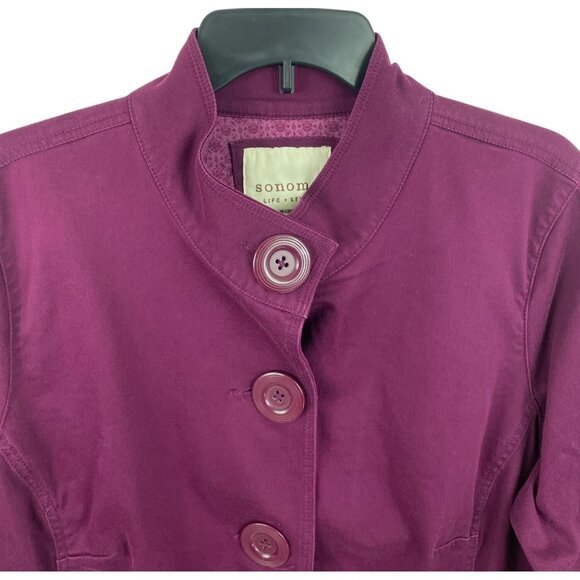 Sonoma Womens Purple Jacket Button Front Bell Sleeves Mandarin Collar Size 1X - Picture 3 of 8